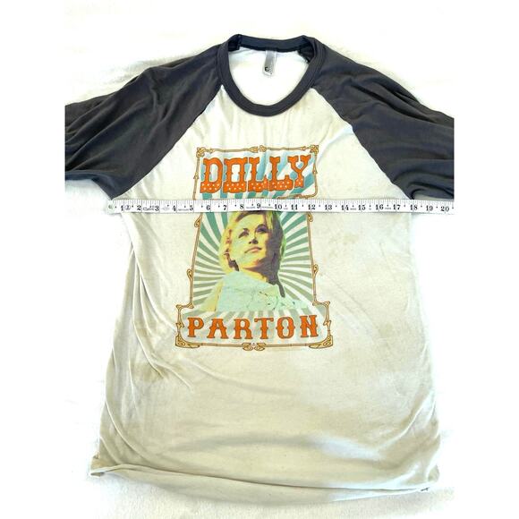 Dolly Parton Raglan Baseball Tee Gray Cream Medium - Picture 3 of 7